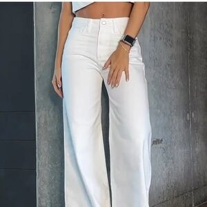 Women's Wide Leg White Jeans
